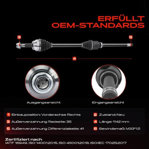 1x Antriebswelle Vorderachse Rechts für Citroën Jumper Fiat Ducato 250 290 Bild 1x Antriebswelle Vorderachse Rechts für Citroën Jumper Fiat Ducato 250 290