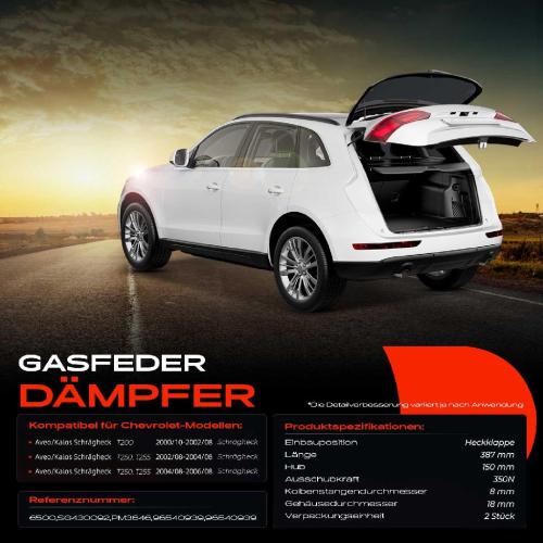 2x Gasfeder Dämpfer Heckklappe für Chevrolet Aveo/Kalos Schrägheck T250 T255 Bj ab 2008 Bild 2x Gasfeder Dämpfer Heckklappe für Chevrolet Aveo/Kalos Schrägheck T250 T255 Bj ab 2008