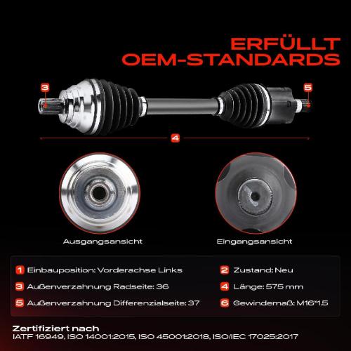 Frankberg 1x Antriebswelle Vorderachse Links für VW Passat 3G Audi Q3 8U Seat Ateca KH Skoda Superb 3V Bild Frankberg 1x Antriebswelle Vorderachse Links für VW Passat 3G Audi Q3 8U Seat Ateca KH Skoda Superb 3V