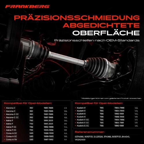 1x Antriebswelle Gelenksatz Vorderachse für Opel Astra F Corsa A Ascona Kadett Bild 1x Antriebswelle Gelenksatz Vorderachse für Opel Astra F Corsa A Ascona Kadett