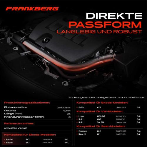 Frankberg 1x Kühlerschlauch Turboschlauch für VW Polo Seat Cordoba Ibiza III Skoda Fabia I I Combi I Stufenheck Bild Frankberg 1x Kühlerschlauch Turboschlauch für VW Polo Seat Cordoba Ibiza III Skoda Fabia I I Combi I Stufenheck
