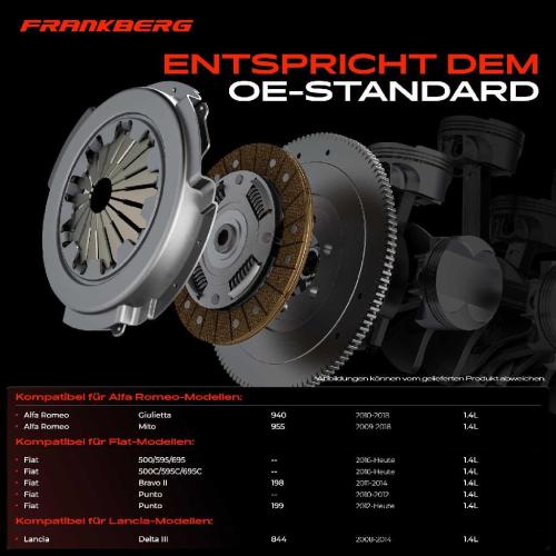 Frankberg 1x Kupplungssatz für Alfa Romeo Giulietta Mito Fiat 500/595/695 500C/595C/695C Bravo II Punto Lancia Delta III Bild Frankberg 1x Kupplungssatz für Alfa Romeo Giulietta Mito Fiat 500/595/695 500C/595C/695C Bravo II Punto Lancia Delta III