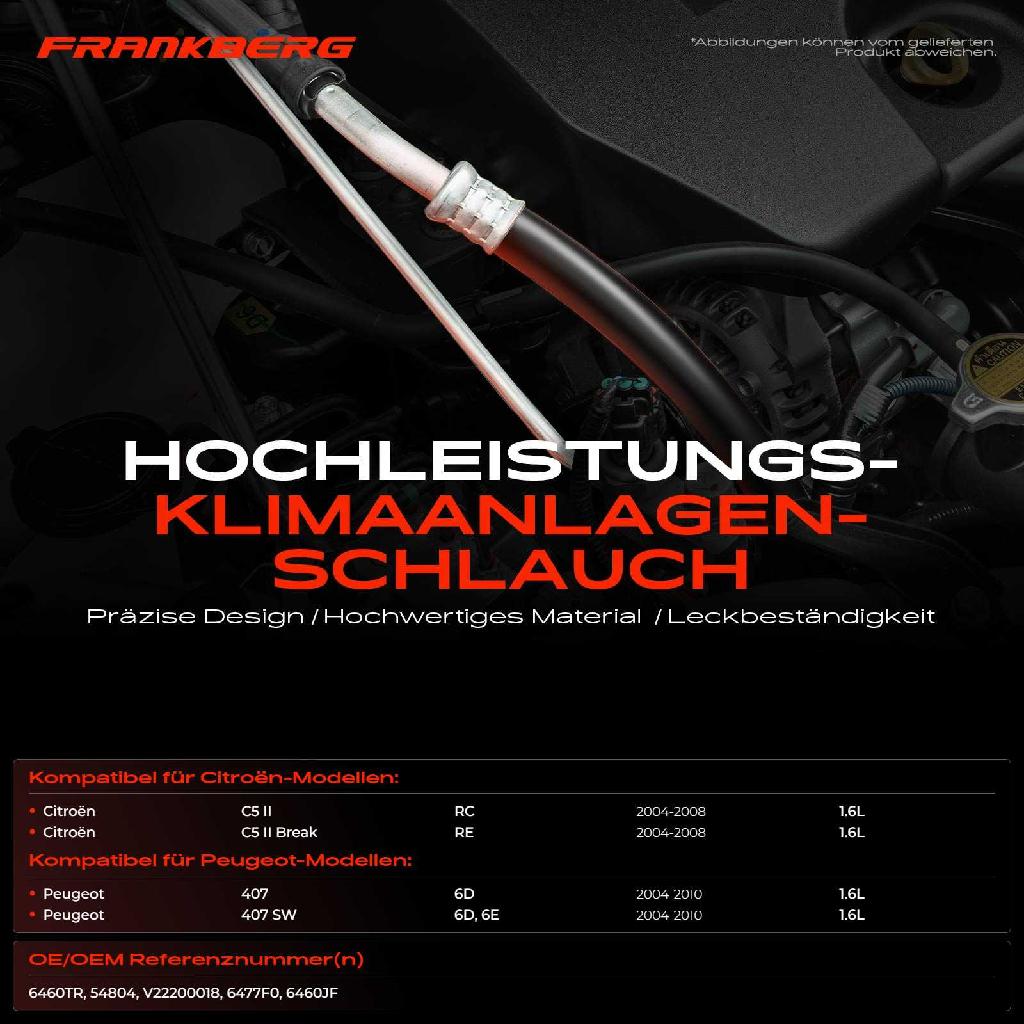 1x Niederdruckleitung Klimaanlage für Citroën C5 II RC RE Peugeot 407 6D 1.6L