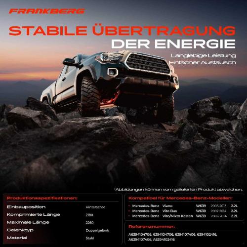 Frankberg 1x Kardanwelle Gelenkwelle Hinterachse für Mercedes-Benz Viano W639 Vito Bus Vito/Mixto Kasten 2005-2014 Bild Frankberg 1x Kardanwelle Gelenkwelle Hinterachse für Mercedes-Benz Viano W639 Vito Bus Vito/Mixto Kasten 2005-2014