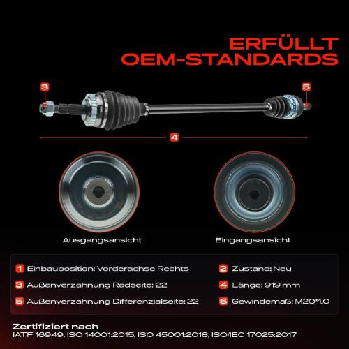 1x Antriebswelle Vorderachse Rechts für Opel Combo Kasten/MPV 71 Corsa B Tigra S93 Combo Kasten/MPV Bild 1x Antriebswelle Vorderachse Rechts für Opel Combo Kasten/MPV 71 Corsa B Tigra S93 Combo Kasten/MPV