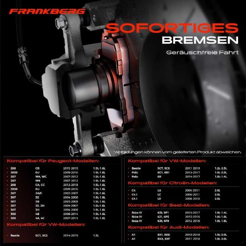 4x Bremsbeläge Vorderachse für Audi A1 Sportback Citroën C4 Coupe I Kasten/Schrägheck 2003-2019 Bild 4x Bremsbeläge Vorderachse für Audi A1 Sportback Citroën C4 Coupe I Kasten/Schrägheck 2003-2019