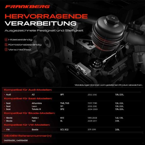 1x Ölfiltergehäuse Deckel für VW Golf 5 6 Transporter T5 Polo Passat Audi A3 A4 A6 Bild 1x Ölfiltergehäuse Deckel für VW Golf 5 6 Transporter T5 Polo Passat Audi A3 A4 A6