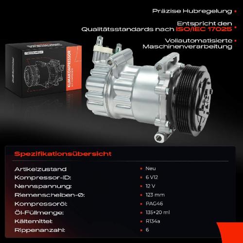 Frankberg 1x Klimakompressor für Citroën Berlingo C3 Picasso C4 I Peugeot 207 307 Bild Frankberg 1x Klimakompressor für Citroën Berlingo C3 Picasso C4 I Peugeot 207 307