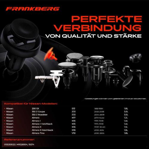 Frankberg 20x Befestigungsclips Stoßstange für Nissan 200 SX Almera Cube Maxima Murano Bild Frankberg 20x Befestigungsclips Stoßstange für Nissan 200 SX Almera Cube Maxima Murano