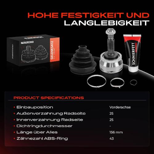 1x Antriebswelle Gelenksatz Vorderachse für Volvo S40 644 V40 Kombi 645 1.9L 2.0L 1995-2004 Bild 1x Antriebswelle Gelenksatz Vorderachse für Volvo S40 644 V40 Kombi 645 1.9L 2.0L 1995-2004