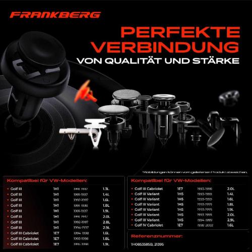 Frankberg 20x Befestigungsclips Zierleisten für VW Golf III Variant 1H5 Vento 1H2 1.4L 1.6L Bild Frankberg 20x Befestigungsclips Zierleisten für VW Golf III Variant 1H5 Vento 1H2 1.4L 1.6L
