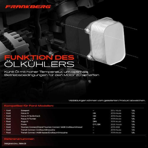 Frankberg 1x Ölkühler Motoröl für Ford Focus 4 Ecosport Tourneo Connect 1.5L Bild Frankberg 1x Ölkühler Motoröl für Ford Focus 4 Ecosport Tourneo Connect 1.5L