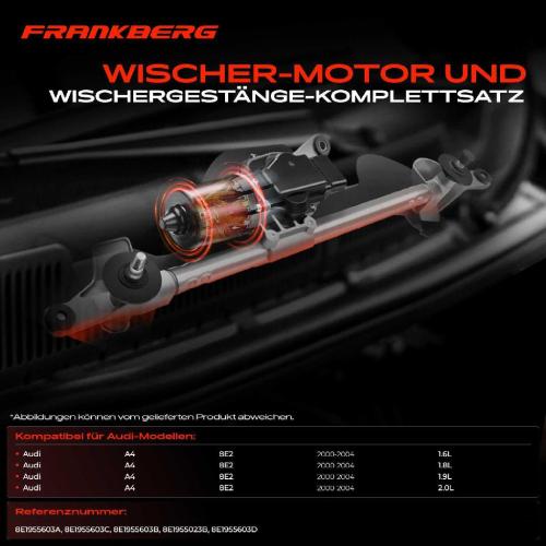 Frankberg 1x Wischerarm Scheibenwischer Vorne für Audi A4 8E2 8EC Avant 8E5 8ED 2000-2008 Bild Frankberg 1x Wischerarm Scheibenwischer Vorne für Audi A4 8E2 8EC Avant 8E5 8ED 2000-2008
