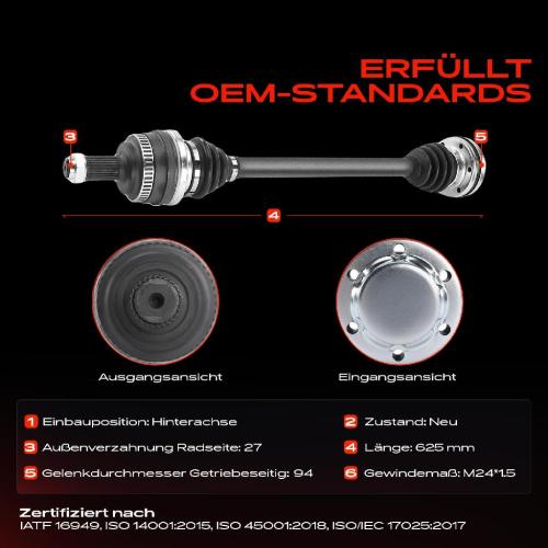 2x Antriebswelle Hinterachse Links oder Rechts für BMW 3er E36 E46 Z4 E85 1.6L-2.2L 1990-2006 Bild 2x Antriebswelle Hinterachse Links oder Rechts für BMW 3er E36 E46 Z4 E85 1.6L-2.2L 1990-2006