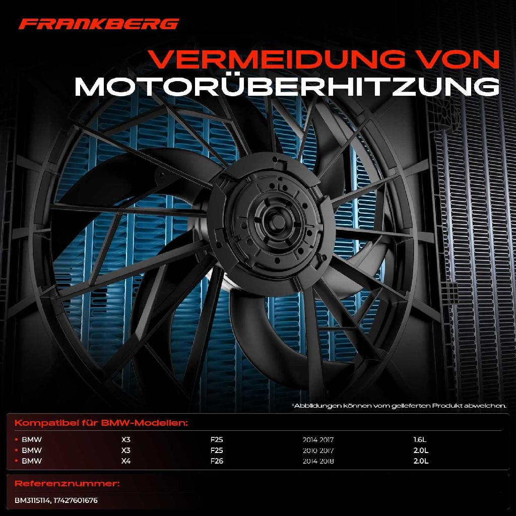 1x Motorkühller Einfachlüfter mit Kühlerlüfterrahmen BMW X3 F25 sDrive X4 F26 xDrive 2010-2018