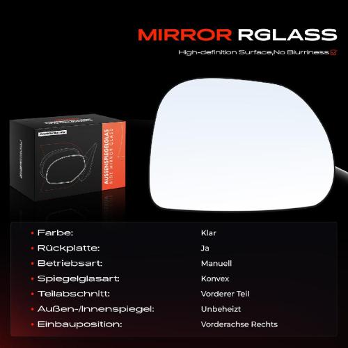 1x Spiegelglas Außenspiegel rechts für Fiat 500L 351 352 0.9L Bj ab 2012 Bild 1x Spiegelglas Außenspiegel rechts für Fiat 500L 351 352 0.9L Bj ab 2012