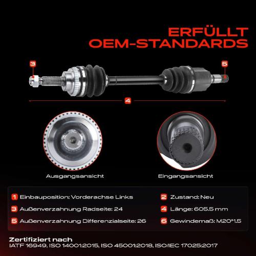 Frankberg 1x Antriebswelle Vorderachse Links f r KIA Rio Schr gheck DC 1.3L 1.5L 2000-2005 Bild Frankberg 1x Antriebswelle Vorderachse Links f r KIA Rio Schr gheck DC 1.3L 1.5L 2000-2005