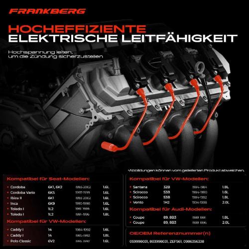 5x Zündleitungssatz Zündkabel für VW Golf II 19E 1G1 Caddy I Seat Toledo I 1.6L Bild 5x Zündleitungssatz Zündkabel für VW Golf II 19E 1G1 Caddy I Seat Toledo I 1.6L