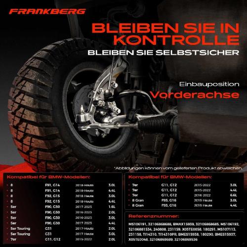 Frankberg 1x Querlenker Satz Vorderachse für BMW G31 F90 G30 G31 G32 G11 G12 F91 G14 F92 G15 F93 G16 Bj ab 2015 Bild Frankberg 1x Querlenker Satz Vorderachse für BMW G31 F90 G30 G31 G32 G11 G12 F91 G14 F92 G15 F93 G16 Bj ab 2015