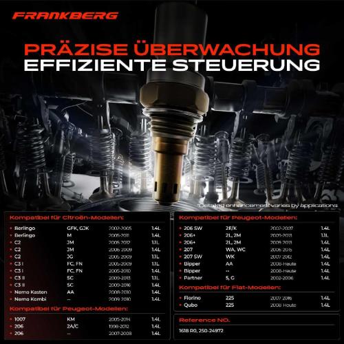 Frankberg 1x Lambdasonde Regelsonde Vor Katalysator für Citroën C2 C3 I II Nemo Fiat Peugeot 206 207 Bild Frankberg 1x Lambdasonde Regelsonde Vor Katalysator für Citroën C2 C3 I II Nemo Fiat Peugeot 206 207