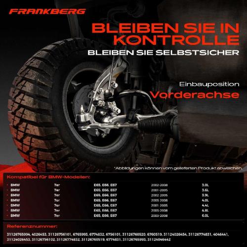 Frankberg 1x Querlenker Satz Vorderachse für BMW 7er E65 E66 E67 3.0L 3.6L 3.9L 4.0L 4.4L 4.8L 6.0L 2001-2008 Bild Frankberg 1x Querlenker Satz Vorderachse für BMW 7er E65 E66 E67 3.0L 3.6L 3.9L 4.0L 4.4L 4.8L 6.0L 2001-2008