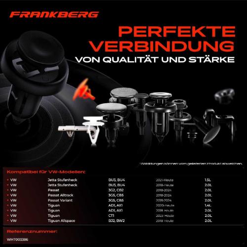 Frankberg 4x Befestigungsclips Stoßstange Wärmedämmung für VW Passat Tiguan Jetta Stufenheck Taos Bild Frankberg 4x Befestigungsclips Stoßstange Wärmedämmung für VW Passat Tiguan Jetta Stufenheck Taos