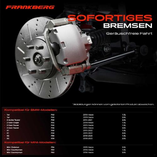 Frankberg 2x Bremsscheiben Vorderachse für BMW 1er F40 F45 F44 F46 F48 F39 MINI F54 F60 Bj ab 2014 Bild Frankberg 2x Bremsscheiben Vorderachse für BMW 1er F40 F45 F44 F46 F48 F39 MINI F54 F60 Bj ab 2014