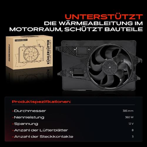 Frankberg 1x Motorkühller Einfachlüfter mit Kühlerlüfterrahmen Ford Mondeo III B5Y B4Y Turnier BWY 2.0L Bild Frankberg 1x Motorkühller Einfachlüfter mit Kühlerlüfterrahmen Ford Mondeo III B5Y B4Y Turnier BWY 2.0L