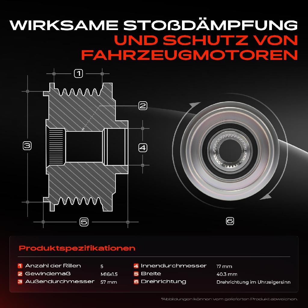 1x Generatorfreilauf Lichtmaschine für Hyundai Getz Accent i20 i30 KIA Carens Cee'D