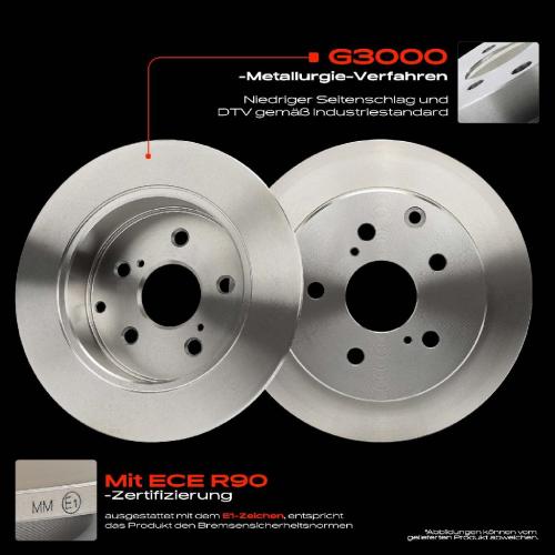 2x Bremsscheiben Hinterachse für Toyota Avensis Station Wagon Stufenheck T25 2005-2008 Bild 2x Bremsscheiben Hinterachse für Toyota Avensis Station Wagon Stufenheck T25 2005-2008