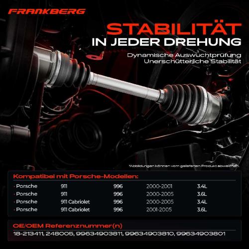 1x Antriebswelle Vorderachse für Porsche 911 911 Cabriolet 996 2000-2005 3.4L 3.6L Bild 1x Antriebswelle Vorderachse für Porsche 911 911 Cabriolet 996 2000-2005 3.4L 3.6L