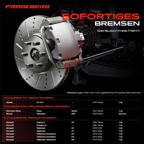 Frankberg 2x Bremsscheiben Vorderachse für Mercedes-Benz Citan Tourer W420 Nissan Renault Bj ab 2015 Bild Frankberg 2x Bremsscheiben Vorderachse für Mercedes-Benz Citan Tourer W420 Nissan Renault Bj ab 2015