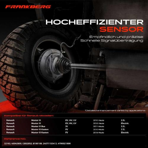 Frankberg 1x ABS Sensor Hinterachse beidseitig für Renault Master III EV HV UV Master III Bus JV Master III Kasten FV Bild Frankberg 1x ABS Sensor Hinterachse beidseitig für Renault Master III EV HV UV Master III Bus JV Master III Kasten FV