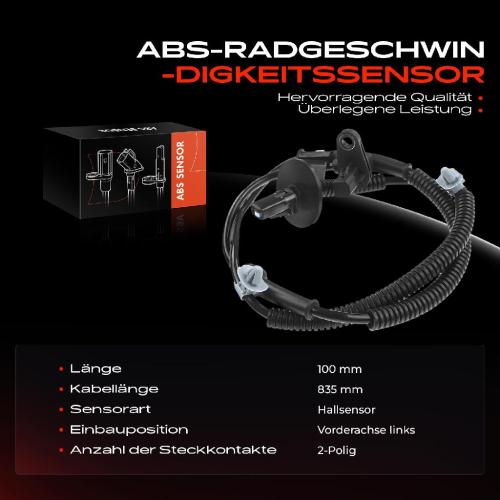 Frankberg 1x ABS Sensor Vorderachse links für Hyundai Santa Fé II CM 2.2L 2.7L 2007-2012 Bild Frankberg 1x ABS Sensor Vorderachse links für Hyundai Santa Fé II CM 2.2L 2.7L 2007-2012