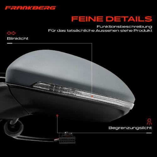 Frankberg 1x Außenspiegel Links für VW Golf VII 5G1 BE1 BE2 BQ1 5G1 BE BA5 BV5 2012-2021 Bild Frankberg 1x Außenspiegel Links für VW Golf VII 5G1 BE1 BE2 BQ1 5G1 BE BA5 BV5 2012-2021