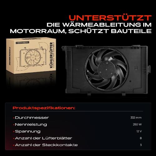 Frankberg 1x Motorkühller Einfachlüfter mit Kühlerlüfterrahmen BMW I3 I01 Bj ab 2013 Bild Frankberg 1x Motorkühller Einfachlüfter mit Kühlerlüfterrahmen BMW I3 I01 Bj ab 2013