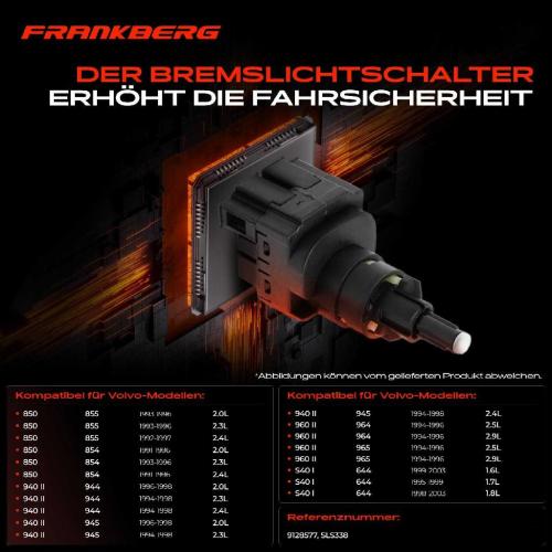 1x Bremslichtschalter für Volvo 850 940 II 960 II S40 I S70 V40 V70 I 1.8L-2.4L Bild 1x Bremslichtschalter für Volvo 850 940 II 960 II S40 I S70 V40 V70 I 1.8L-2.4L