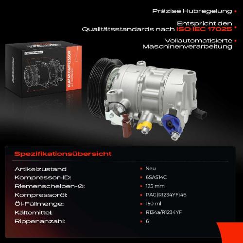 Frankberg 1x Klimakompressor für Audi A5 Q3 VW Golf 7 Seat Leon Skoda Octavia IV Bild Frankberg 1x Klimakompressor für Audi A5 Q3 VW Golf 7 Seat Leon Skoda Octavia IV