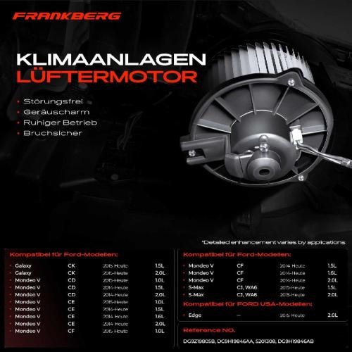 Frankberg 1x Gebläsemotor Innenraumgebläse für Ford Edge Galaxy CK Mondeo V CD CF S-Max WA6 Bild Frankberg 1x Gebläsemotor Innenraumgebläse für Ford Edge Galaxy CK Mondeo V CD CF S-Max WA6