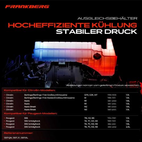 Frankberg 1x Ausgleichsbehälter Kühlmittelbehälter für Citroën Berlingo Xsara Peugeot 306 Bild Frankberg 1x Ausgleichsbehälter Kühlmittelbehälter für Citroën Berlingo Xsara Peugeot 306
