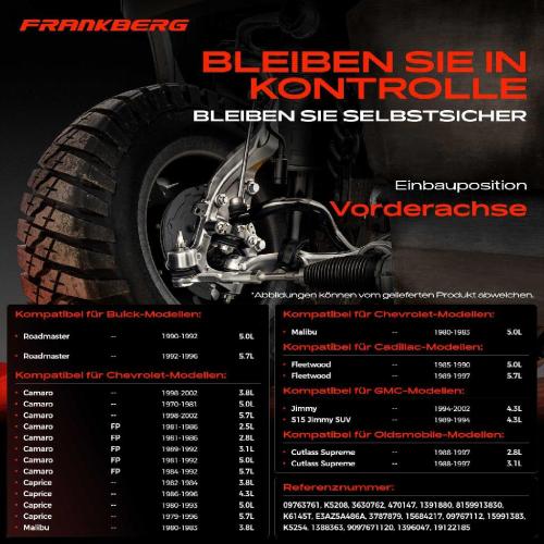 Frankberg 1x Querlenker Satz Vorderachse für Buick Roadmaster Kombi Stufenheck Cadillac Fleetwood Chevrolet Bild Frankberg 1x Querlenker Satz Vorderachse für Buick Roadmaster Kombi Stufenheck Cadillac Fleetwood Chevrolet