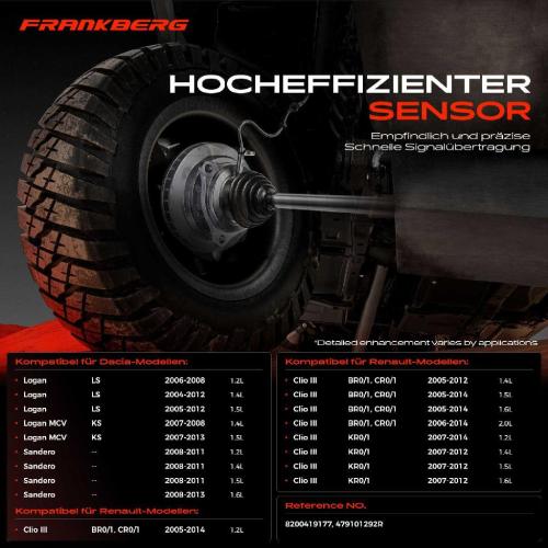 Frankberg 1x ABS Sensor Vorderachse beidseitig für Dacia Logan Express MCV Pick-up Sandero Renault Clio III Grandtour Bild Frankberg 1x ABS Sensor Vorderachse beidseitig für Dacia Logan Express MCV Pick-up Sandero Renault Clio III Grandtour