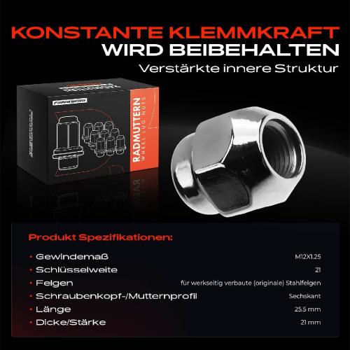 4x Radmutter für Nissan Juke F15 Pathfinder 3 Armada Primera P11 Bild 4x Radmutter für Nissan Juke F15 Pathfinder 3 Armada Primera P11