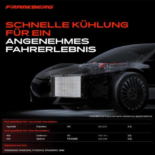 Frankberg 1x Kondensator Klimaanlage für Hyundai Grandeur HG KIA Cadenza I Optima VG 2011-2016 Bild Frankberg 1x Kondensator Klimaanlage für Hyundai Grandeur HG KIA Cadenza I Optima VG 2011-2016