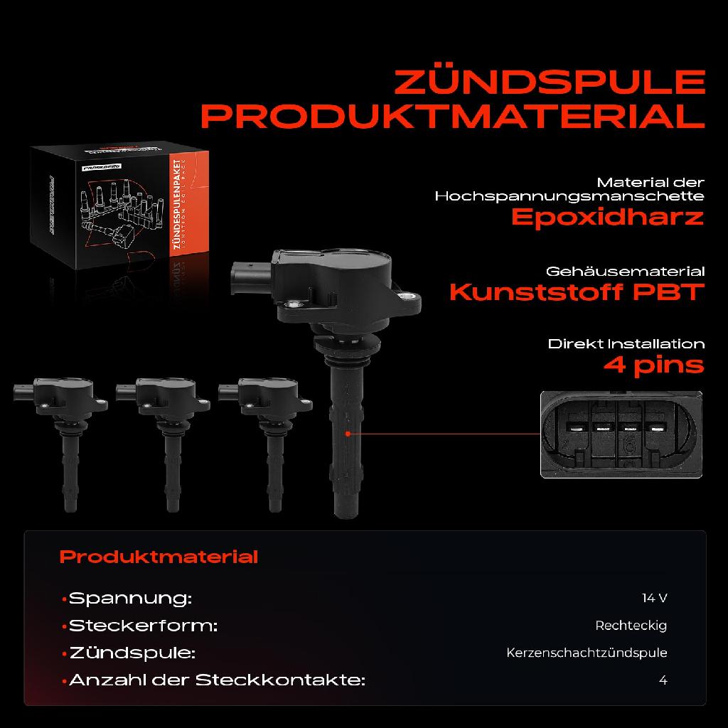 4x Zündmodul Zündspule für Mercedes-Benz W203 W204 S203 S204 CL203 C209 A209 C219 W211 W212 A207 C207