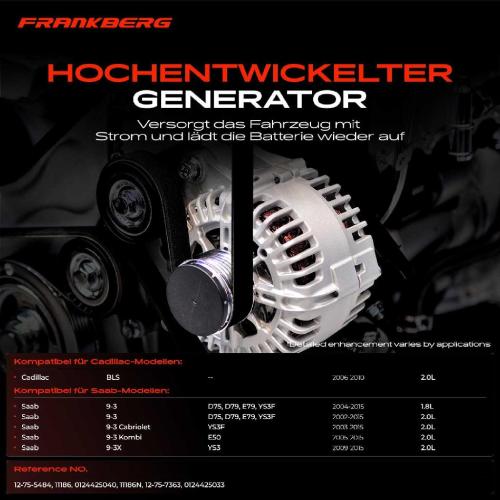 1x Lichtmaschine Generator für Saab 9-3 D75 D79 E79 YS3F 1.8L-2.0L 2002-2015 Bild 1x Lichtmaschine Generator für Saab 9-3 D75 D79 E79 YS3F 1.8L-2.0L 2002-2015