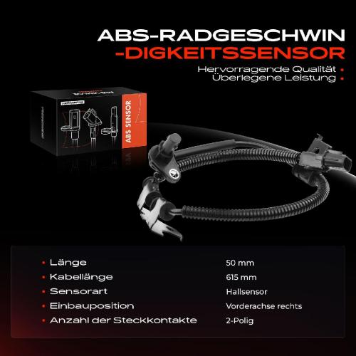 1x ABS Sensor Vorderachse rechts für Hyundai i10 PA 1.0L 1.1L 1.2L 2007-2013 Bild 1x ABS Sensor Vorderachse rechts für Hyundai i10 PA 1.0L 1.1L 1.2L 2007-2013