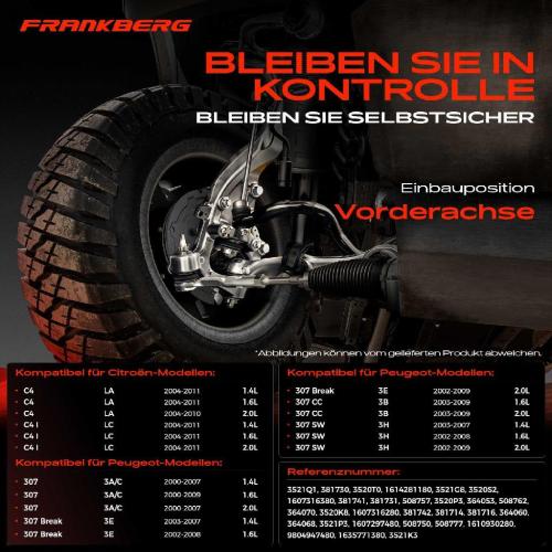 1x Querlenker Satz Vorderachse für Citroën C4 Coupe I Peugeot 307 Break CC SW 1.4L 1.6L 2.0L 2000-2011 Bild 1x Querlenker Satz Vorderachse für Citroën C4 Coupe I Peugeot 307 Break CC SW 1.4L 1.6L 2.0L 2000-2011