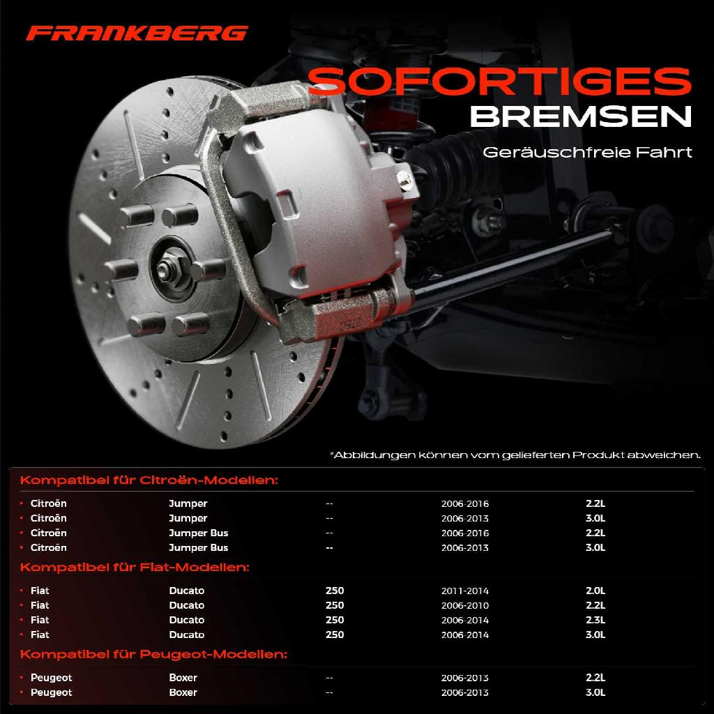 2x Bremsscheiben Hinterachse für Citroën Jumper Bus Kasten Pritsche/Fahrgestell Fiat Ducato Peugeot Boxer