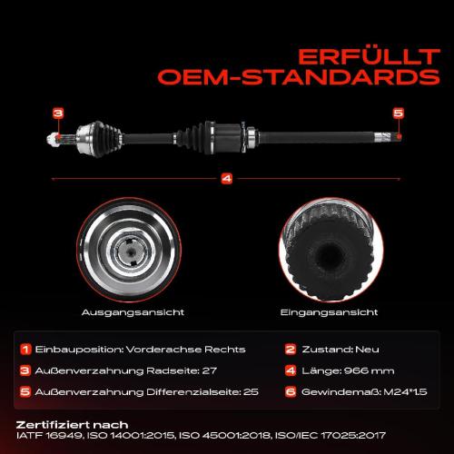 Frankberg 1x Antriebswelle Vorderachse Rechts für Fiat Doblo 263 Opel Combo X12 Vauxhall Bj ab 2010 Bild Frankberg 1x Antriebswelle Vorderachse Rechts für Fiat Doblo 263 Opel Combo X12 Vauxhall Bj ab 2010